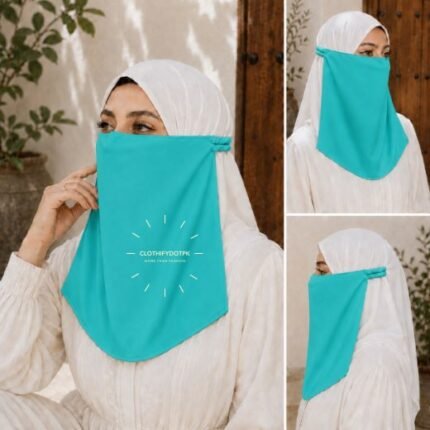 Women Wearing Premium Elastic Half Niqab - designed with the highest quality, double layered fabric that is comfortable & breathable for modest women. BY CLOTHIFYDOTPK