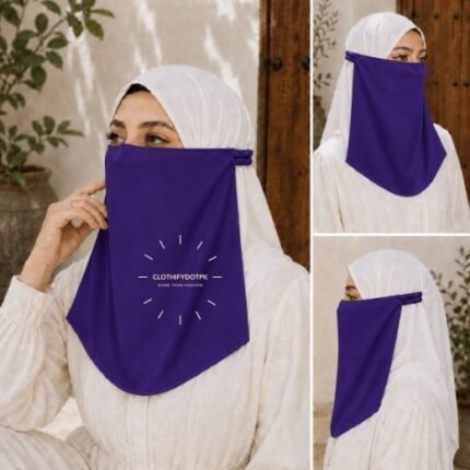 Women Wearing Premium Elastic Half Niqab - designed with the highest quality, double layered fabric that is comfortable & breathable for modest women. BY CLOTHIFYDOTPK