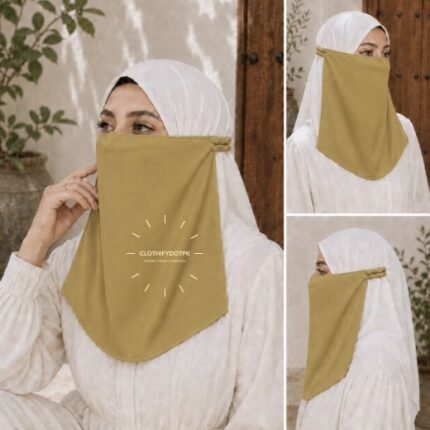 Women Wearing Premium Elastic Half Niqab - designed with the highest quality, double layered fabric that is comfortable & breathable for modest women. BY CLOTHIFYDOTPK