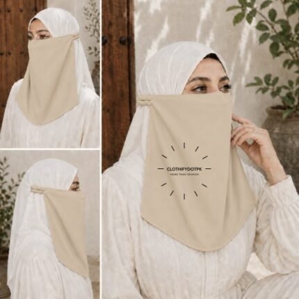 Women Wearing Premium Elastic Half Niqab - designed with the highest quality, double layered fabric that is comfortable & breathable for modest women. BY CLOTHIFYDOTPK
