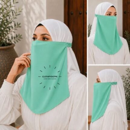 Women Wearing Premium Elastic Half Niqab - designed with the highest quality, double layered fabric that is comfortable & breathable for modest women. BY CLOTHIFYDOTPK