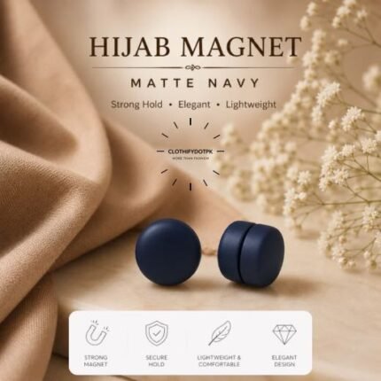 Set of 2 strong decorative hijab magnets – no-pin magnetic hijab clasps for secure, wrinkle-free draping. Ideal for instant hijab styling. Online BY CLOTHIFYDOTPK