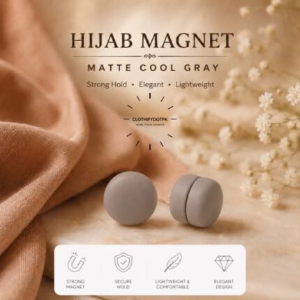 Set of 2 strong decorative hijab magnets – no-pin magnetic hijab clasps for secure, wrinkle-free draping. Ideal for instant hijab styling. Online BY CLOTHIFYDOTPK