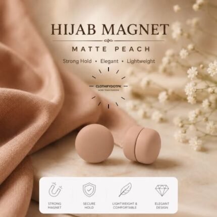 Set of 2 strong decorative hijab magnets – no-pin magnetic hijab clasps for secure, wrinkle-free draping. Ideal for instant hijab styling. Online BY CLOTHIFYDOTPK