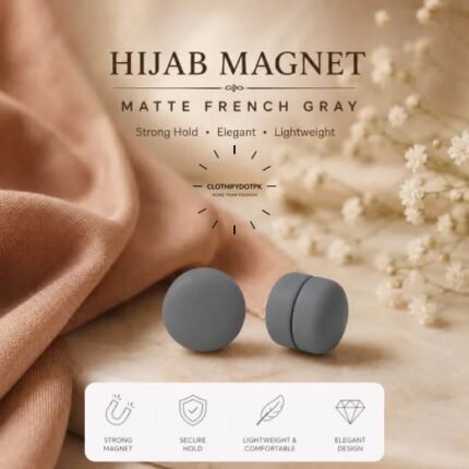 Set of 2 strong decorative hijab magnets – no-pin magnetic hijab clasps for secure, wrinkle-free draping. Ideal for instant hijab styling. Online BY CLOTHIFYDOTPK