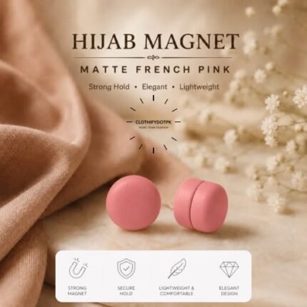 Set of 2 strong decorative hijab magnets – no-pin magnetic hijab clasps for secure, wrinkle-free draping. Ideal for instant hijab styling. Online BY CLOTHIFYDOTPK