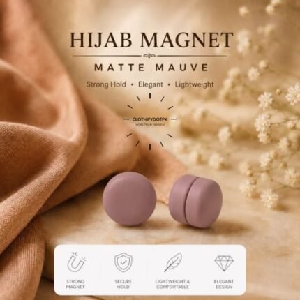 Set of 2 strong decorative hijab magnets – no-pin magnetic hijab clasps for secure, wrinkle-free draping. Ideal for instant hijab styling. Online BY CLOTHIFYDOTPK