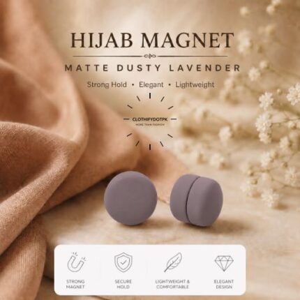 Set of 2 strong decorative hijab magnets – no-pin magnetic hijab clasps for secure, wrinkle-free draping. Ideal for instant hijab styling. Online BY CLOTHIFYDOTPK