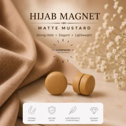 Set of 2 strong decorative hijab magnets – no-pin magnetic hijab clasps for secure, wrinkle-free draping. Ideal for instant hijab styling. BY CLOTHIFYDOTPK
