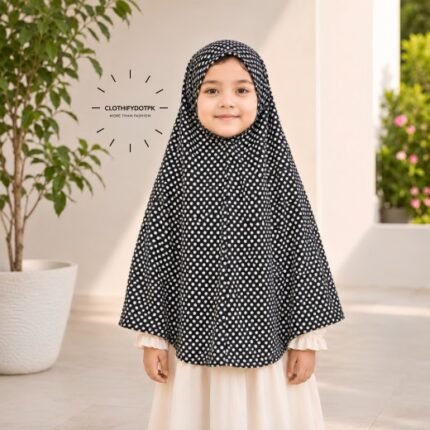 Young girl wearing soft Kids Namaz Makhna Hijab. BY CLOTHIFYDOTPK