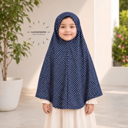 Young girl wearing soft Kids Namaz Makhna Hijab. BY CLOTHIFYDOTPK