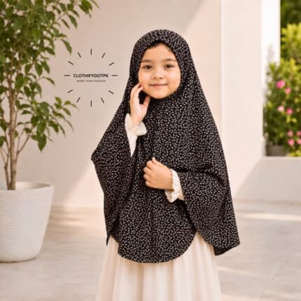 Young girl wearing soft Kids Namaz Scarf Makhna Hijab. BY CLOTHIFYDOTPK