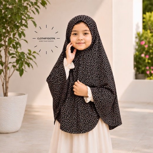 Kids Namaz makhna_N891 - 19 Young girl wearing soft Kids Namaz Scarf Makhna Hijab. BY CLOTHIFYDOTPK