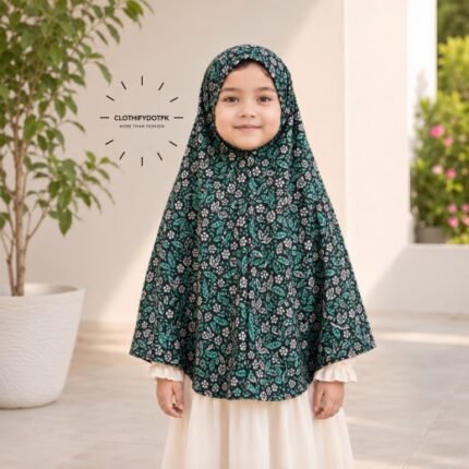 Young girl wearing soft Kids Namaz Scarf Makhna Hijab. BY CLOTHIFYDOTPK