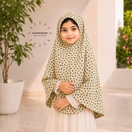 Young girl wearing soft Kids Namaz Scarf Makhna Hijab. BY CLOTHIFYDOTPK