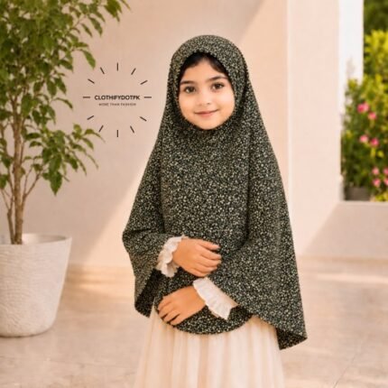 Young girl wearing soft Kids Namaz Scarf Makhna Hijab. BY CLOTHIFYDOTPK