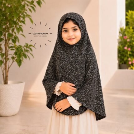 Young girl wearing soft Kids Namaz Scarf Makhna Hijab. BY CLOTHIFYDOTPK
