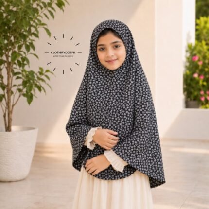 Young girl wearing soft Kids Namaz Scarf Makhna Hijab. BY CLOTHIFYDOTPK