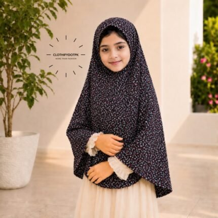 Young girl wearing soft Kids Namaz Scarf Makhna Hijab. BY CLOTHIFYDOTPK