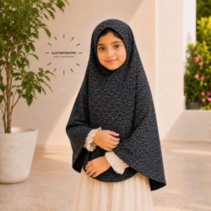 Young girl wearing soft Kids Namaz Scarf Makhna Hijab. BY CLOTHIFYDOTPK