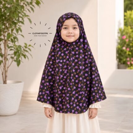 Young girl wearing soft Kids Namaz Scarf Makhna Hijab. BY CLOTHIFYDOTPK