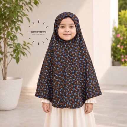 Young girl wearing soft Kids Namaz Makhna Hijab. BY CLOTHIFYDOTPK