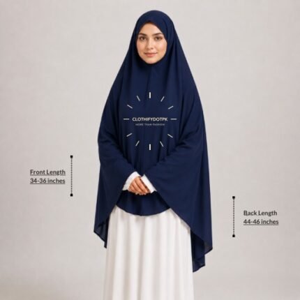 Woman wearing a soft swiss lawn Plain Namaz chadar without sleeves also known as Makhna Hijab, Namaz Makhna or Namaz Scarf designed for head, neck, shoulder and hands coverage. BY CLOTHIFYDOTPK
