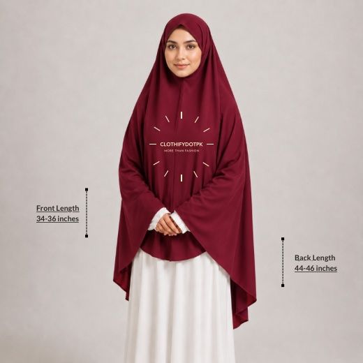Namaz Makhna 175 - 74 Woman wearing a soft swiss lawn Plain Namaz chadar without sleeves also known as Makhna Hijab, Namaz Makhna or Namaz Scarf designed for head, neck, shoulder and hands coverage. BY CLOTHIFYDOTPK