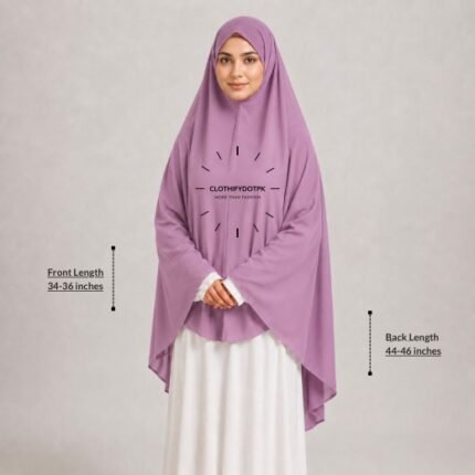 Woman wearing a soft swiss lawn Plain Namaz chadar without sleeves also known as Makhna Hijab, Namaz Makhna or Namaz Scarf designed for head, neck, shoulder and hands coverage. BY CLOTHIFYDOTPK