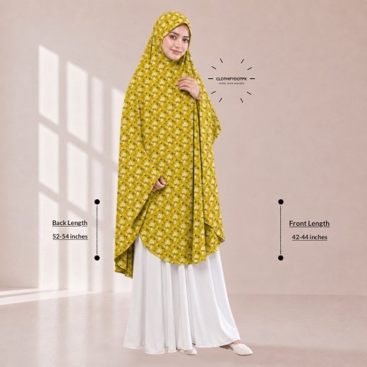 Namaz Makhna Medium028 - 38 A woman draped in a soft Swiss lawn namaz chadar without sleeves with front coverage that falls above the knees, while the back extends down till knees. BY CLOTHIFYDOTPK