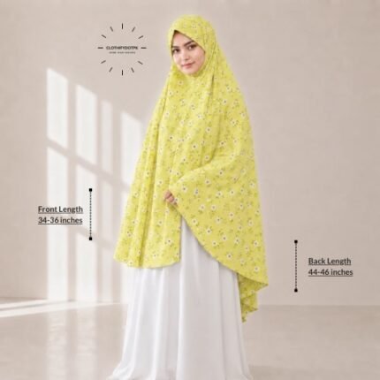 Woman wearing a soft swiss lawn Namaz chadar without sleeves also known as Makhna Hijab, Namaz Makhna or Namaz Scarf designed for head, neck, shoulder and hands coverage. BY CLOTHIFYDOTPK