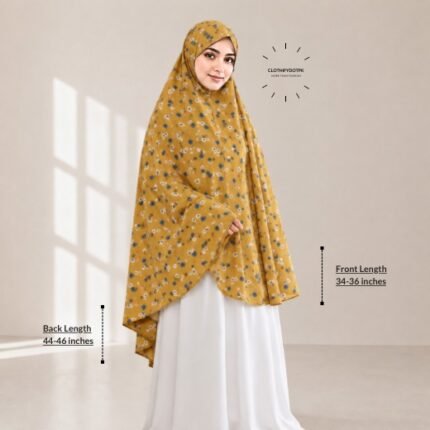 Woman wearing a soft swiss lawn Namaz chadar without sleeves also known as Makhna Hijab, Namaz Makhna or Namaz Scarf designed for head, neck, shoulder and hands coverage. BY CLOTHIFYDOTPK