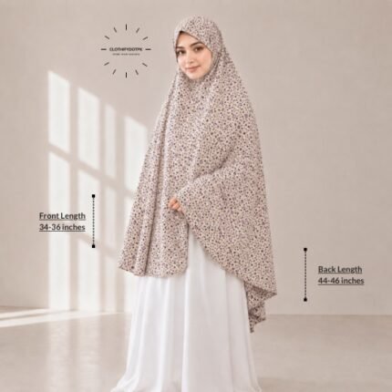 Woman wearing a soft swiss lawn Namaz chadar without sleeves also known as Makhna Hijab, Namaz Makhna or Namaz Scarf designed for head, neck, shoulder and hands coverage. BY CLOTHIFYDOTPK