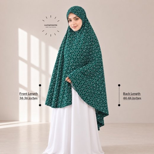 Namaz Makhna_Small077 Woman wearing a soft swiss lawn Namaz chadar without sleeves also known as Makhna Hijab, Namaz Makhna or Namaz Scarf designed for head, neck, shoulder and hands coverage. BY CLOTHIFYDOTPK