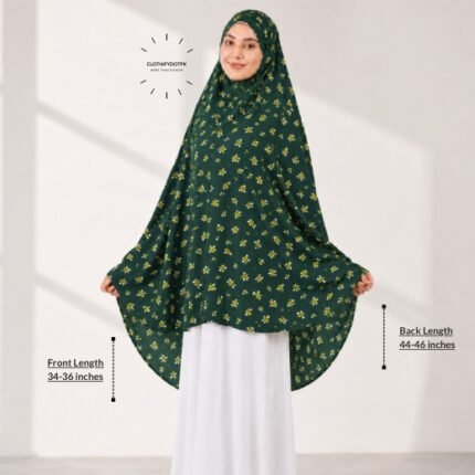 Woman wearing a soft swiss lawn Namaz chadar without sleeves also known as Makhna Hijab, Namaz Makhna or Namaz Scarf designed for head, neck, shoulder and hands coverage. BY CLOTHIFYDOTPK