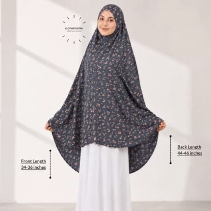 Woman wearing a soft swiss lawn Namaz chadar without sleeves also known as Makhna Hijab, Namaz Makhna or Namaz Scarf designed for head, neck, shoulder and hands coverage. BY CLOTHIFYDOTPK