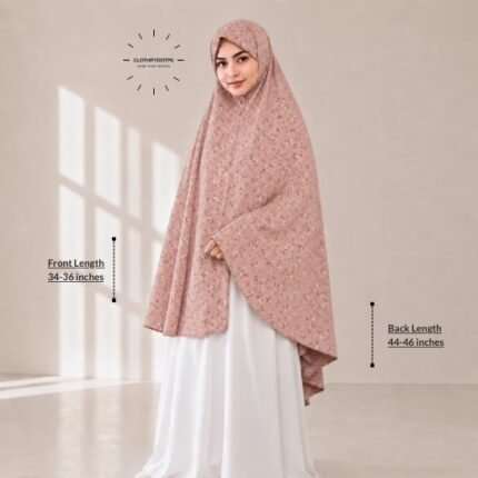 Woman wearing a soft swiss lawn Namaz chadar without sleeves also known as Makhna Hijab, Namaz Makhna or Namaz Scarf designed for head, neck, shoulder and hands coverage. BY CLOTHIFYDOTPK