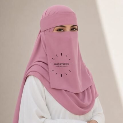 A woman wearing a complete 2 piece Saudi Niqab and Hijab set. By CLOTHIFYDOTPK