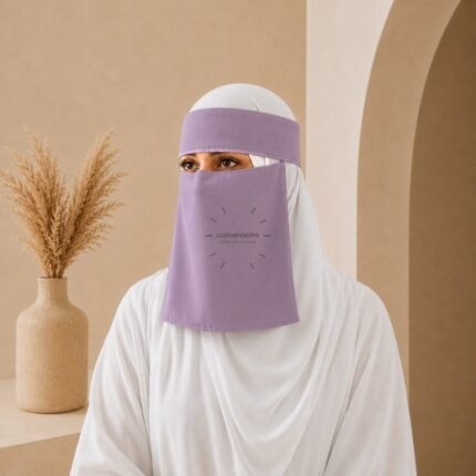 Women wearing Saudi style niqab in lightweight fabric, featuring a wide eye opening and soft draping. BY CLOTHIFYDOTPK