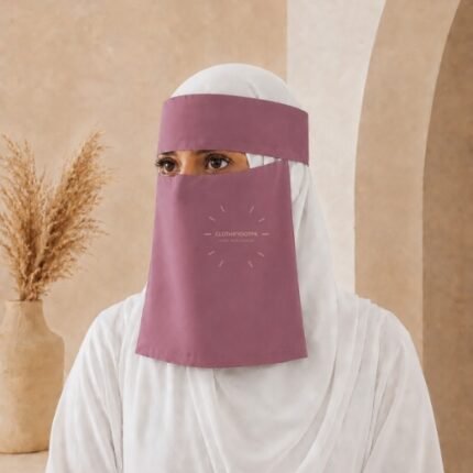 Women wearing Saudi style niqab in lightweight fabric, featuring a wide eye opening and soft draping. BY CLOTHIFYDOTPK