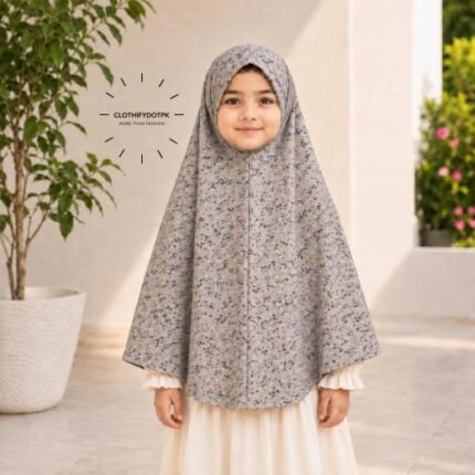 Young girl wearing soft Kids Namaz Scarf Makhna Hijab. BY CLOTHIFYDOTPK