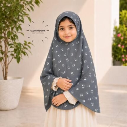Young girl wearing soft Kids Namaz Scarf Makhna Hijab. BY CLOTHIFYDOTPK