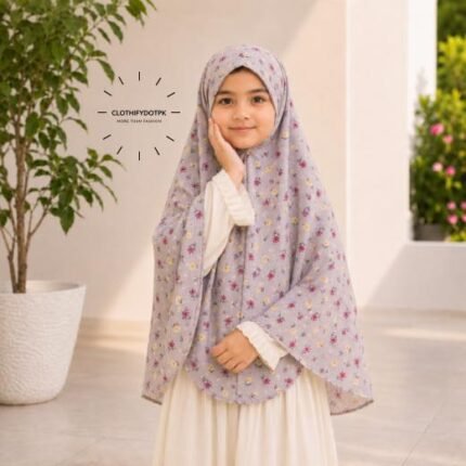 Young girl wearing soft Kids Namaz Scarf Makhna Hijab. BY CLOTHIFYDOTPK