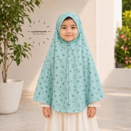 Young girl wearing soft Kids Namaz Scarf Makhna Hijab. BY CLOTHIFYDOTPK