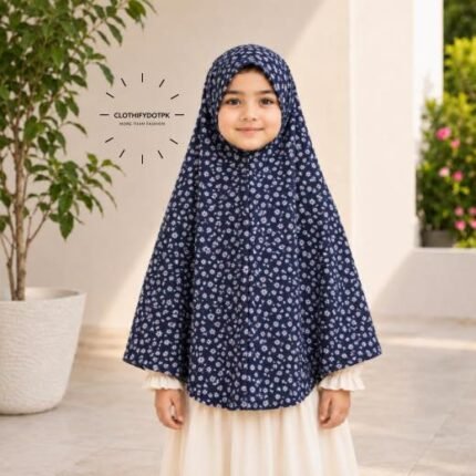 Young girl wearing soft Kids Namaz Makhna Hijab. BY CLOTHIFYDOTPK