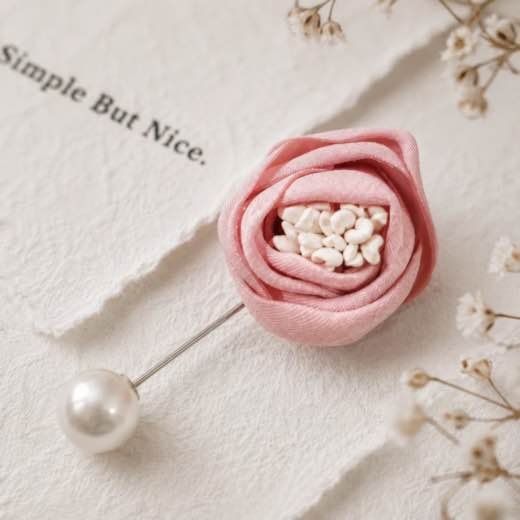 Flower-Hijab-Brooch - 22 Hand-stitched flower shape brooch with layered petals and a pearl pin clasp.