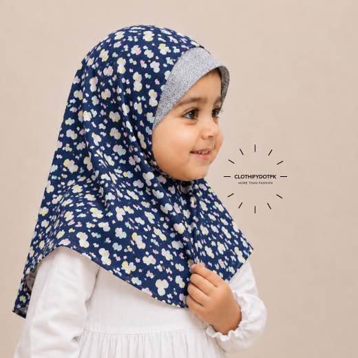 Kids Fancy Makhna - 11 Close-up of a soft, lightweight Fancy Makhna scarf hijab designed specifically for kids during Namaz, featuring secure coverage, with reinforced stitching around the edges for secure, non-slip coverage.