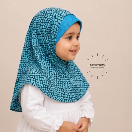 Close-up of a soft, lightweight Fancy Makhna scarf hijab designed specifically for kids during Namaz, featuring secure coverage, with reinforced stitching around the edges for secure, non-slip coverage.