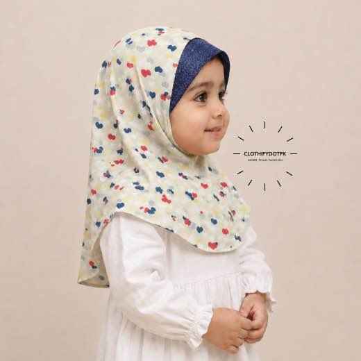 Kids Fancy Makhna - 7 Close-up of a soft, lightweight Fancy Makhna scarf hijab designed specifically for kids during Namaz, featuring secure coverage, with reinforced stitching around the edges for secure, non-slip coverage.