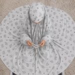 Young girl wearing a soft, breathable kids namaz chadar with comfortable sleeves, ideal for children offering namaz. BY CLOTHIFYDOTPK